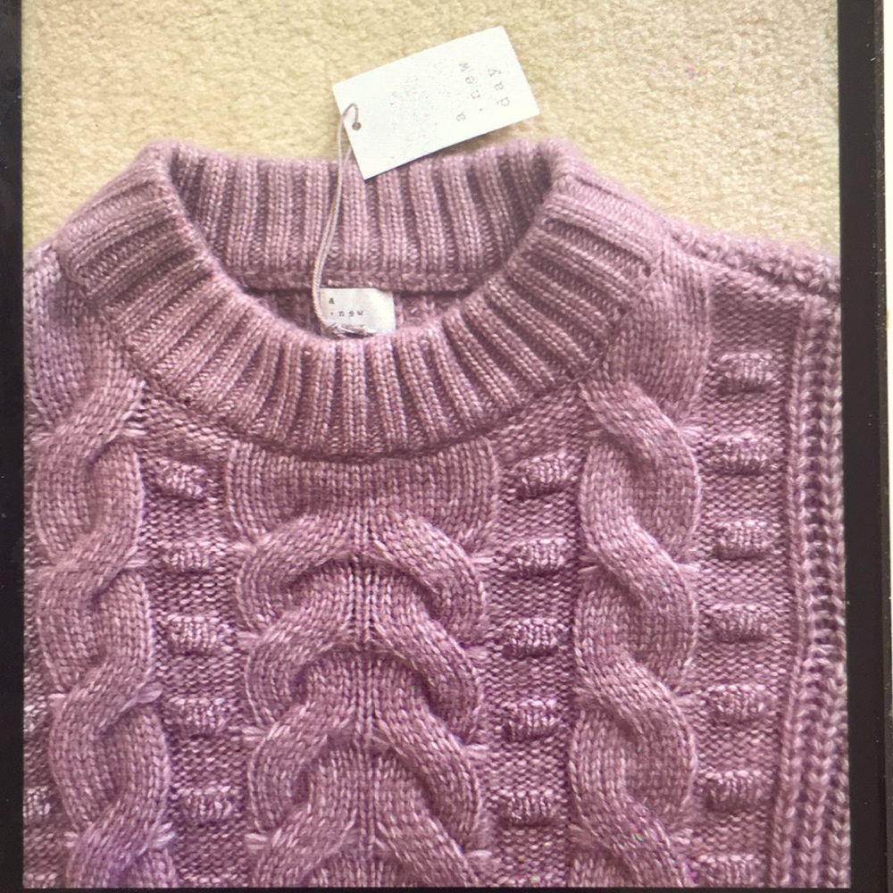 New with tags  “a.new  day”  M grape  soft and fluffy poly sweater